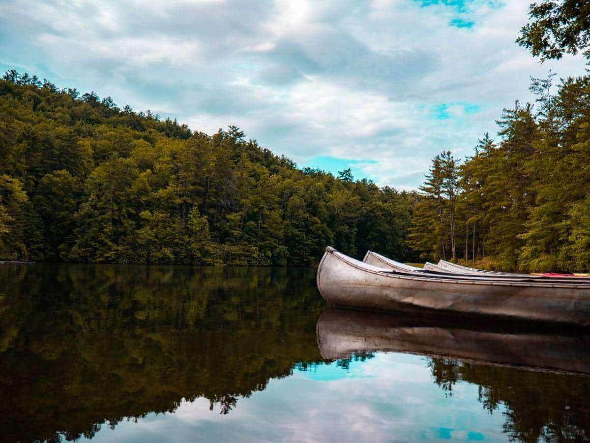 Canoes on a lake in North Carolina